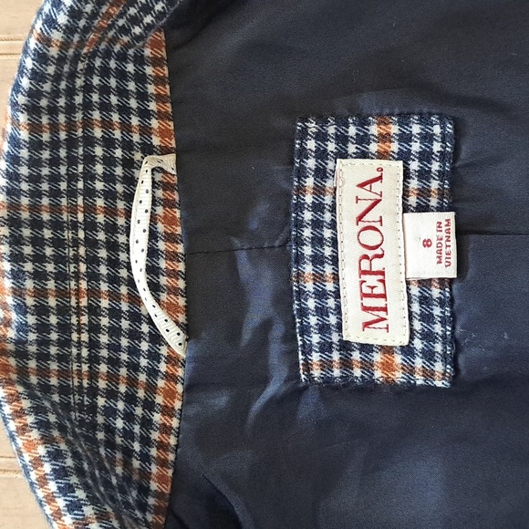 Merona Plaid Navy Orange Wool Blend Causal With Pockets Blazer Jacket - Picture 5 of 10